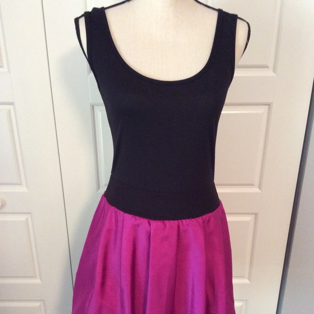 Black and pink bubble hem dress